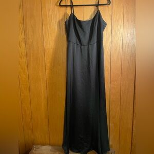 Black bridesmaid dress with slit from David’s Bridal